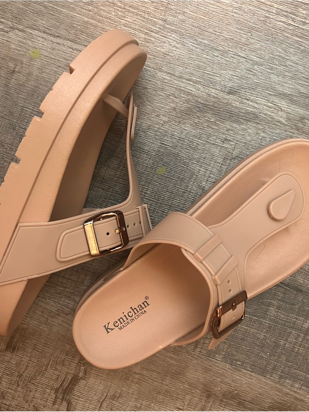 SHEIN Beige Buckle Slide Sandals